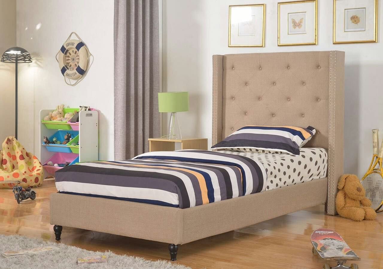 Tall Headboard Platform Bed with Slats Queen - Image 2